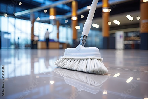 Wallpaper Mural photorealism man repairman holding mop Torontodigital.ca