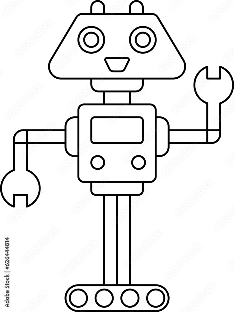 Mechanical Robot Outline Illustration Vector