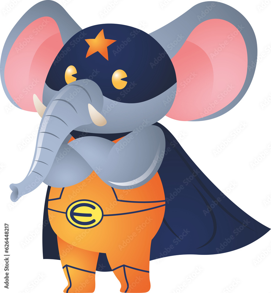 Naklejka premium Digital png illustration of elephant in superhero costume on transparent background