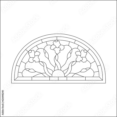 stained glass templates, round elements for stained glass windows. Gothic windows. Vintage frames. Church stained-glass windows