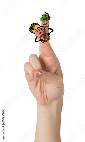 Digital png illustration of fingers with characters on transparent background