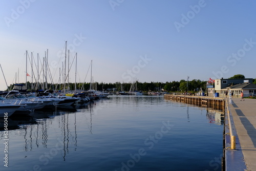 boats on the marina at the pier. Ontario 2023 summer vacation