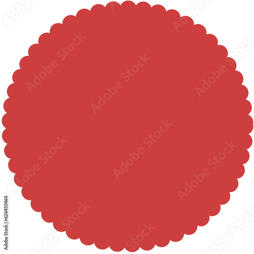 Digital png illustration of big red circle with frill on transparent background