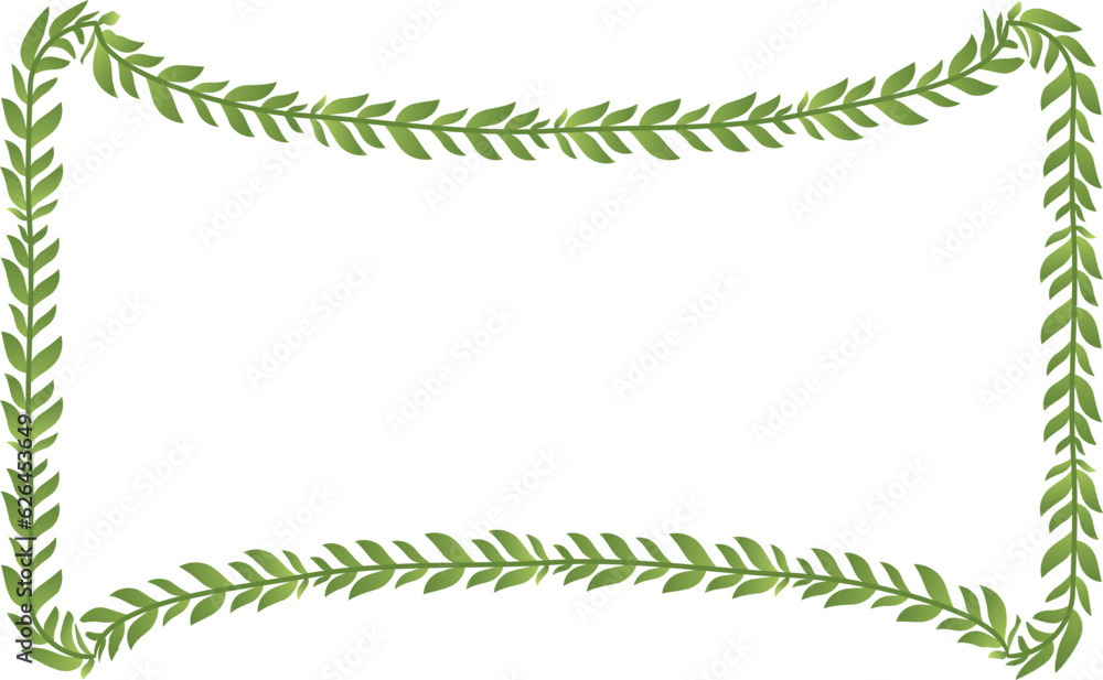 Rectangle shape leaves frame green leaf wreath frame botanical branches ...