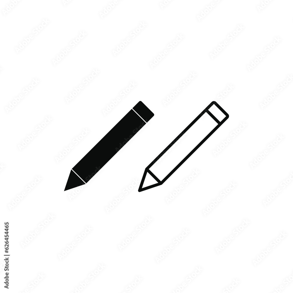 Pencil icon vector silhouette and line on white background Pencil icon vector silhouette and line on white background