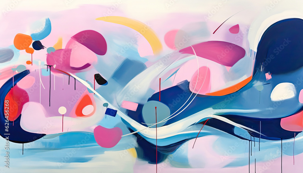 Fototapeta premium abstract painting with simple and bold curvy shapes,colorful background,abstract colorful background,Blue and Purple Illustration