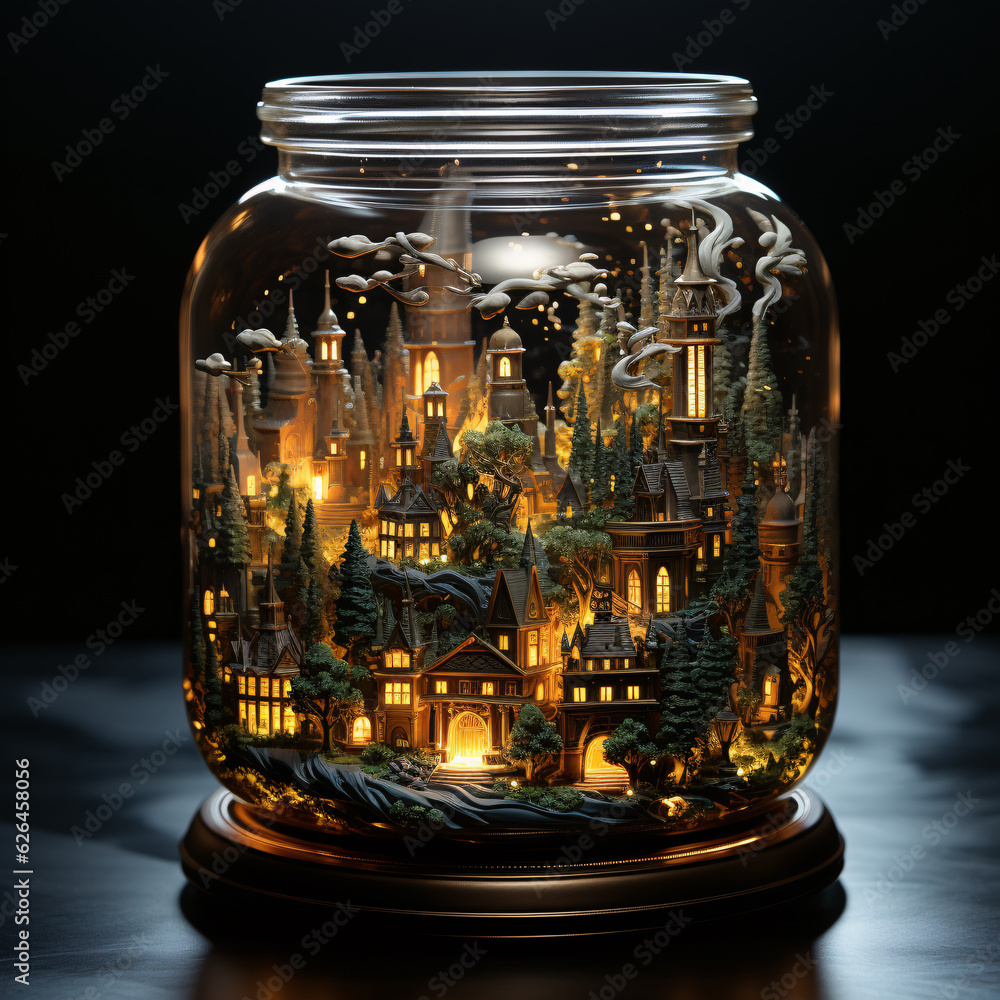 Enchanted Jar: Capturing the Majestic Mushroom Jungle in Ultra HD Enchanted Jar: Capturing the Majestic Mushroom Jungle in Ultra HD