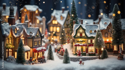 Delightful Christmas Holiday Miniature Village, Whimsical Winter Wonderland and Snow-Covered Landscapes.