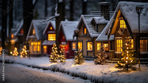 Delightful Christmas Holiday Miniature Village, Whimsical Winter Wonderland and Snow-Covered Landscapes.