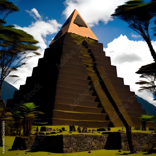 Pyramid of Incas  Generative AI Illustration