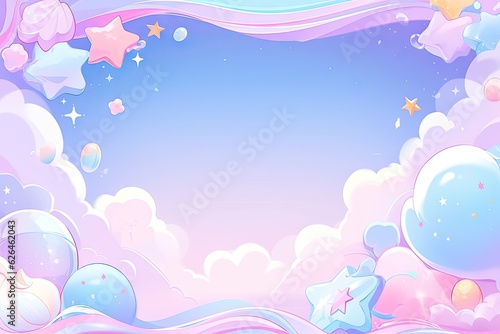 cute pastel pink and purple background with stars and clouds.