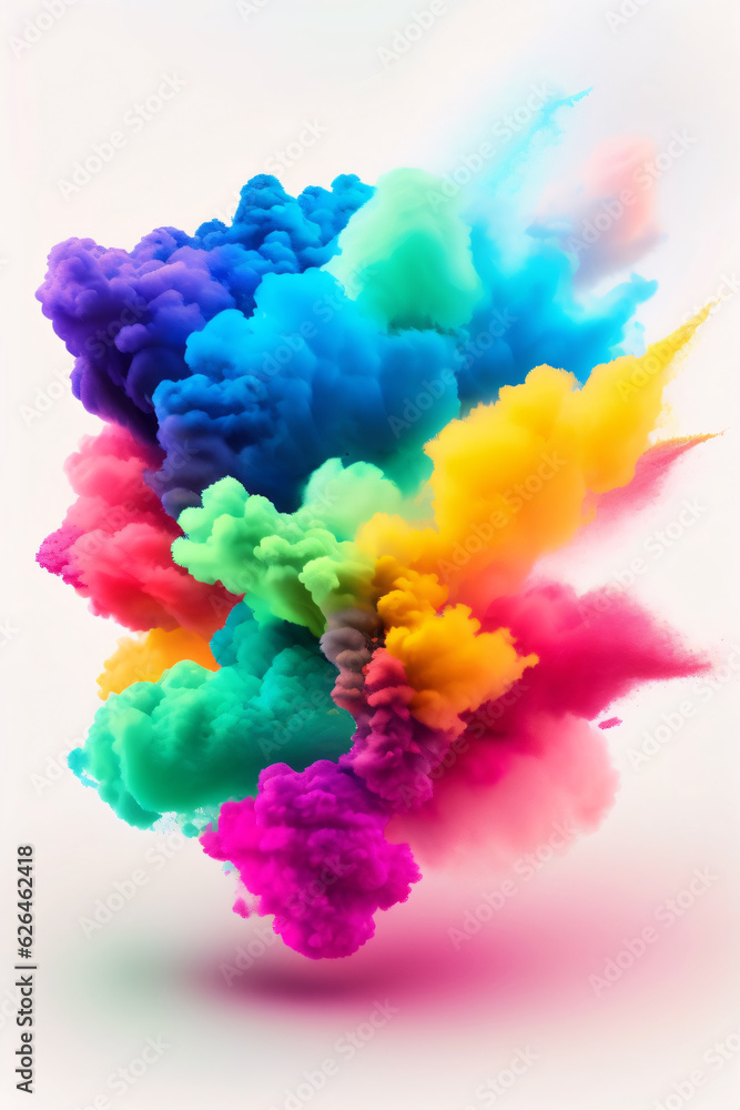 Fototapeta premium colorful mixed rainbow powder explosion on White Background