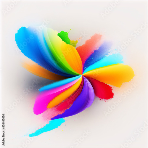 colorful mixed rainbow powder explosion on White Background