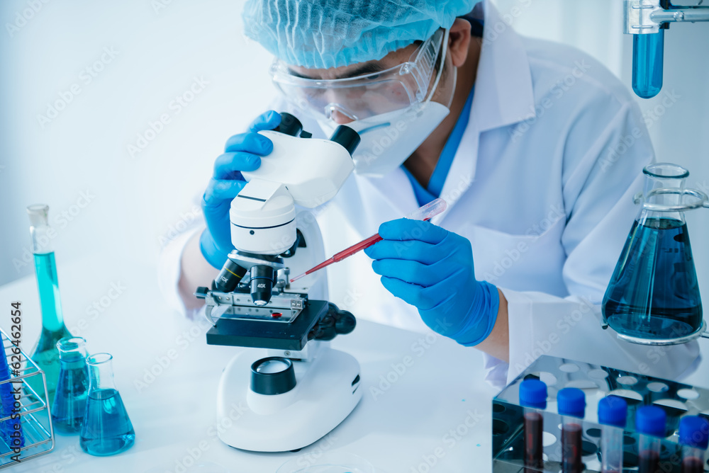 Φωτογραφία Test tubes in clinic, pharmacy and medical research laboratory and chemical substances