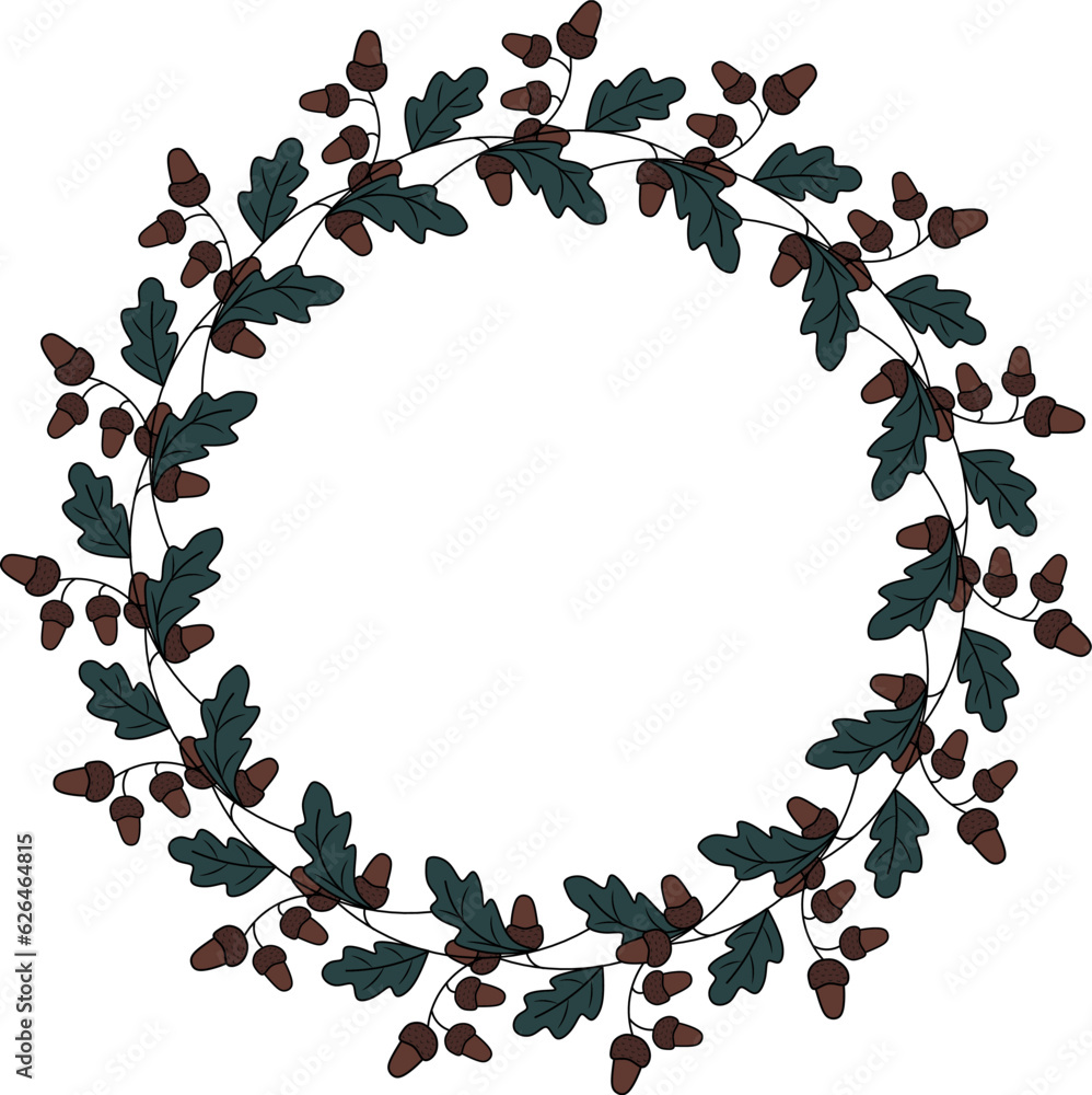 Fototapeta premium oak wreath illustration in vector