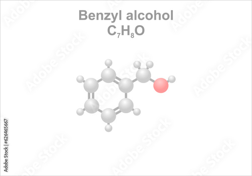 Simplified scheme of the benzyl alcohol molecule. Is found of various essential oils. photo