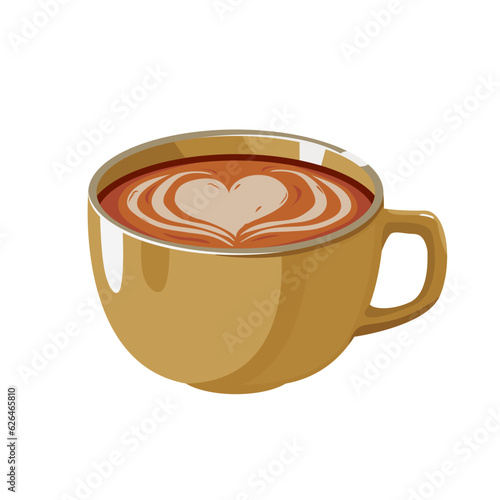 Hot coffee cappuccino in  cups. Vector illustration isolated on white eps 10