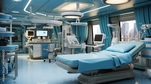 Equipment and medical devices in hybrid operating room blue filter, Surgical procedures, the operating room of the Future