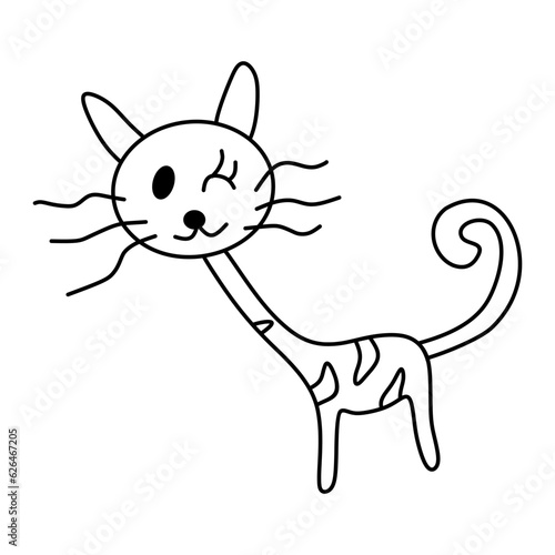 cat cartoon vector 21 Outline line Cute and funny cats doodle. Cartoon cat or kitten characters design collection Minimal cat drawing. Set of purebred pet animals isolated on transparent background.