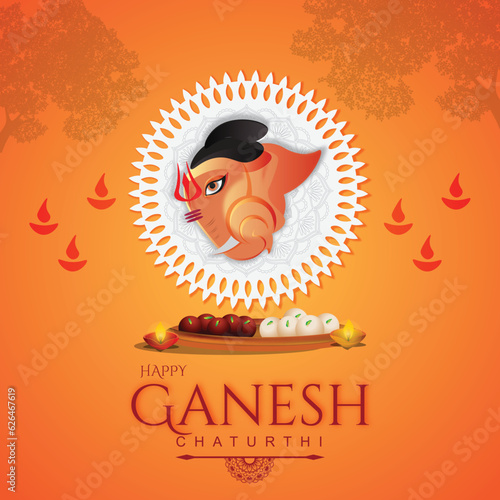Beautiful yellow color happy ganesh chaturthi festival poster 