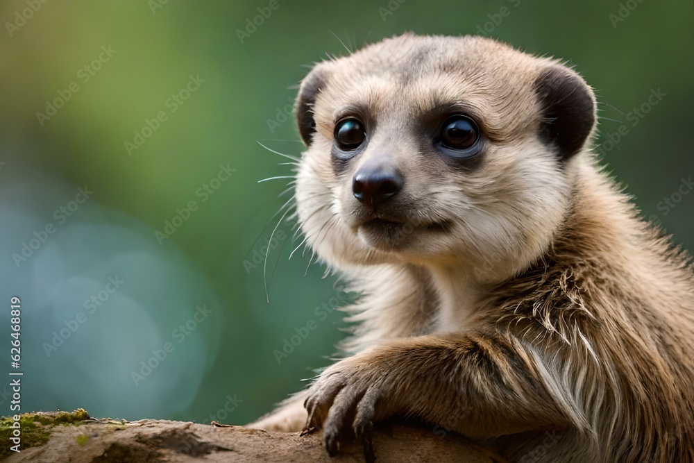 Fototapeta premium meerkat sitting on the rock - Generative AI
