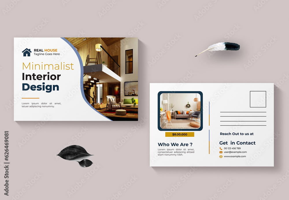 Interior Post Card Stock Template | Adobe Stock