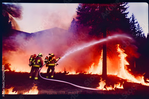 firefighters extinguishing a fire, generative ai, 생성형, 인공지능