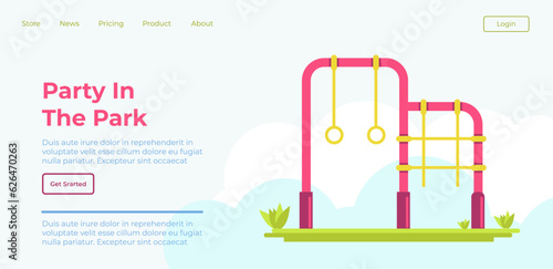 Party in park, sports equipment for outdoors web