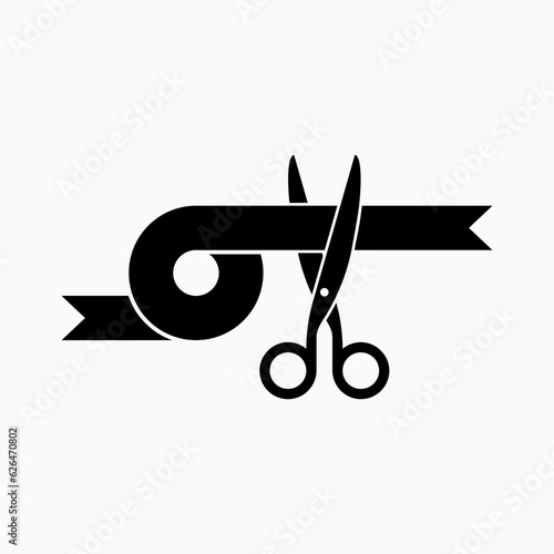 Opening Ceremony Icon. Celebration, Symbol of Cutting Ribbon - Vector