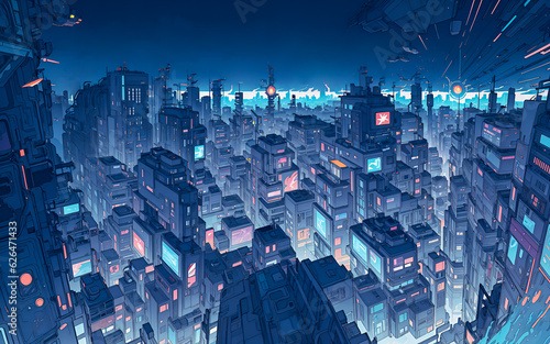 Cyberpunk city anime style