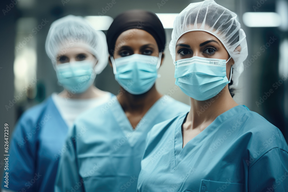 group of doctor with face masks looking at camera group of doctor with face masks looking at camera
