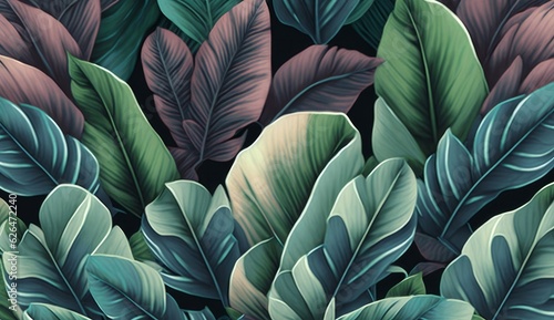 Wallpaper Mural Tropical leaves pattern, seamless texture, luxury watercolor 3d illustration. Minimal art, beautiful mural, hd wallpaper, pastel background, hand-drawn. Graphic design, stylish modern, Generative AI Torontodigital.ca
