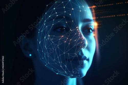 The biometric facial recognition system, such as Apple's Face ID, scans and verifies identities, showcasing advanced security in modern devices. photo