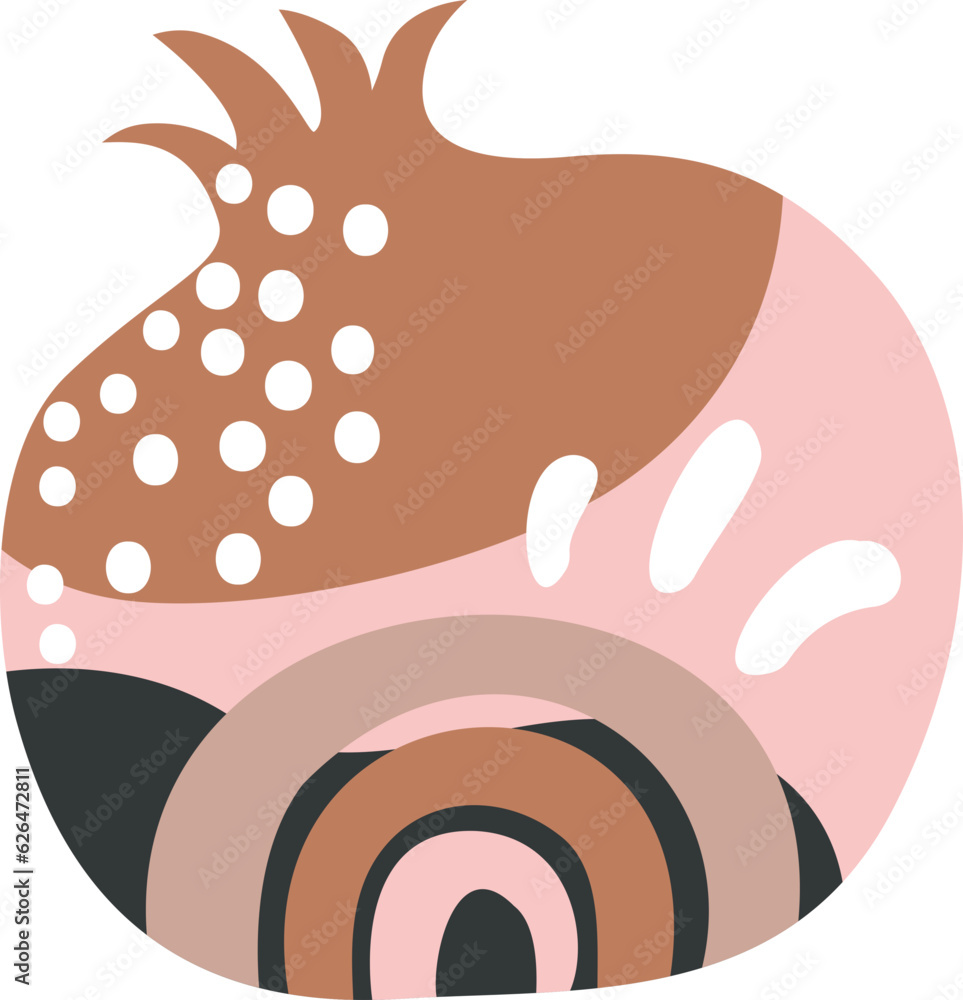 hand drawn childish pomegranate in scandinavian simple style. nursery art hand drawn childish pomegranate in scandinavian simple style. nursery art