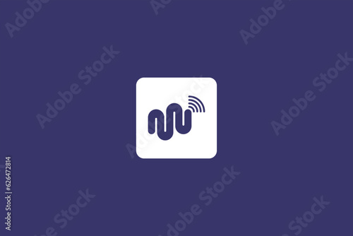 M initial logo letter wifi signal element icon symbol