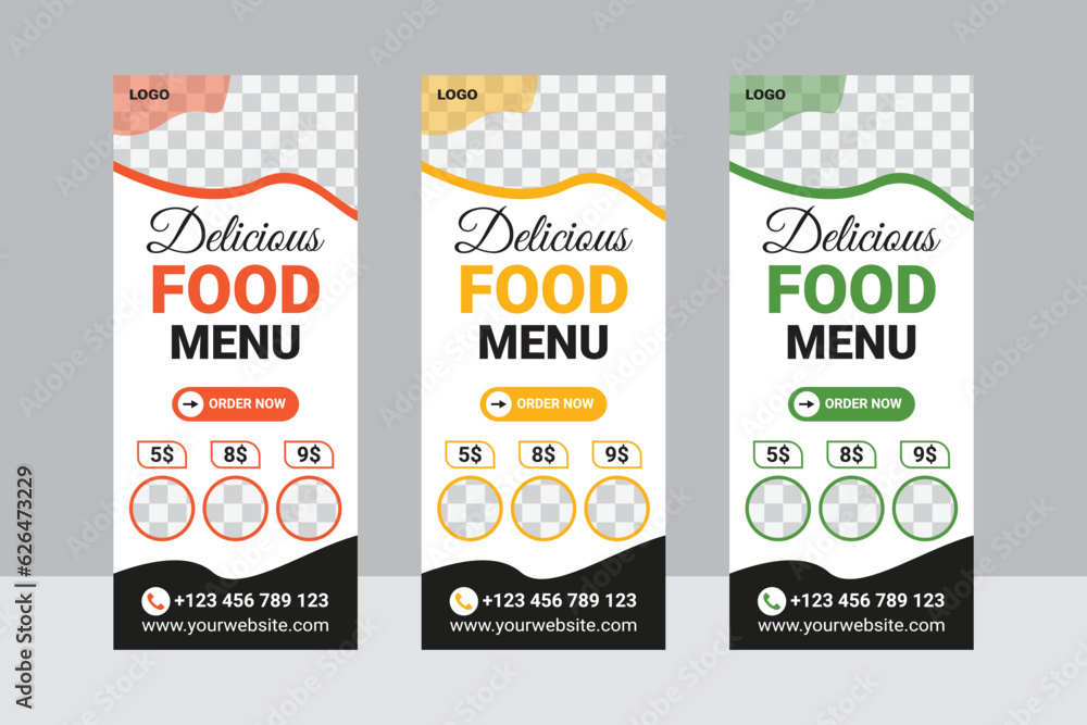 Professional Food Roll Up Banner Design  Print Ready  template