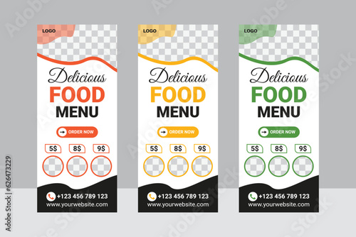 Professional Food Roll Up Banner Design  Print Ready  template