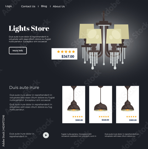 Light store, shop with assortment of lamps website