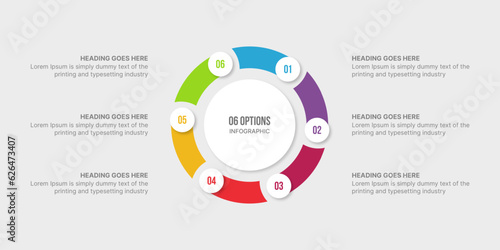 Six 6 Options Circle Cycle Infographic Template Design