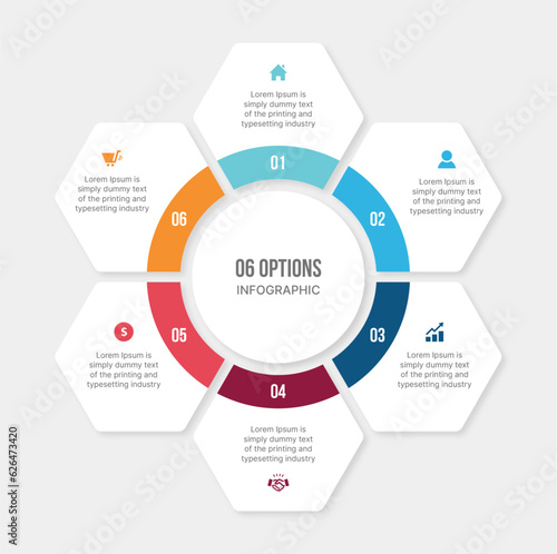 Six 6 Options Circle Cycle Infographic Template Design