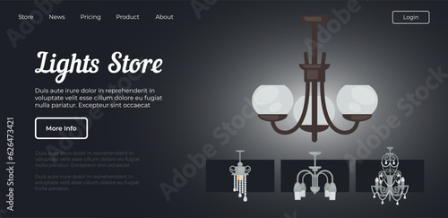 Lights store, shop with lamps and chandeliers