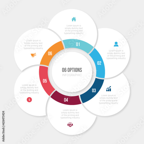 Fototapeta Six 6 Options Circle Cycle Infographic Template Design