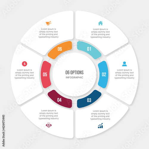 Six 6 Options Circle Cycle Infographic Template Design