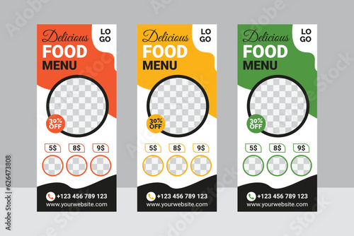 Restaurant Roll Up Banner Print Ready design template	