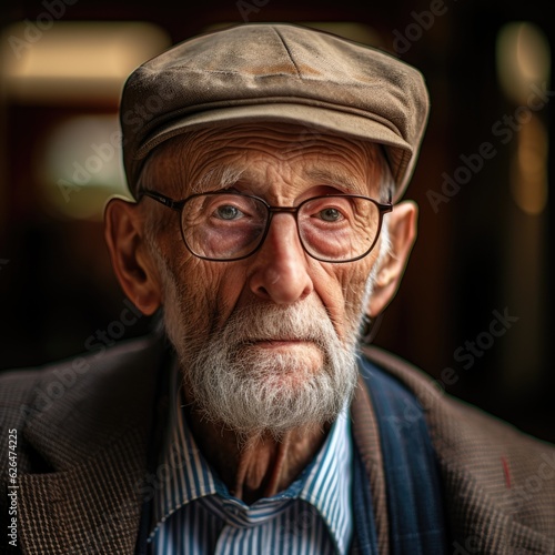 Portrait of an old man wearing a flat cap.