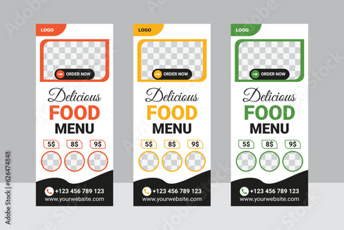 Professional Food Roll Up Banner Design  Print Ready  template