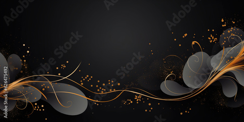 a gold abstract background with swirls and leaves