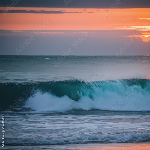 ocean sunset and tidal waves © Rogoz