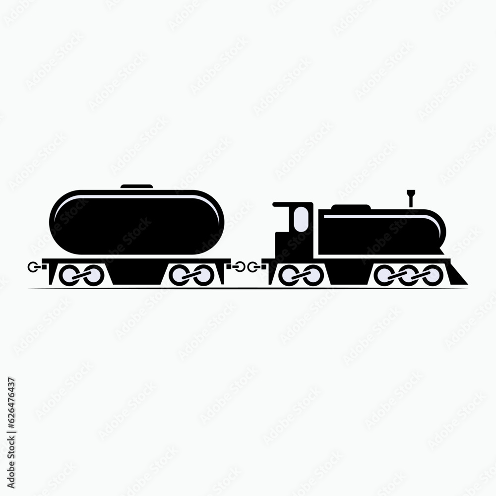 Rail Tanker Icon. Logistic, Liquid Material Transportation. Oil Delivery Symbol - Vector