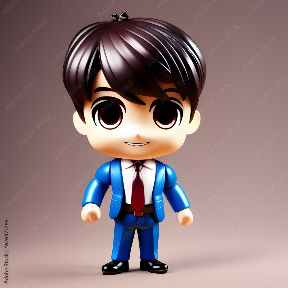3d cute businessman chibi figure Created by using generative AI 3d cute businessman chibi figure Created by using generative AI